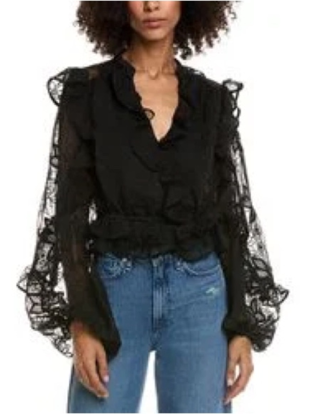 Bardot Black Ruffle Lace Blouse